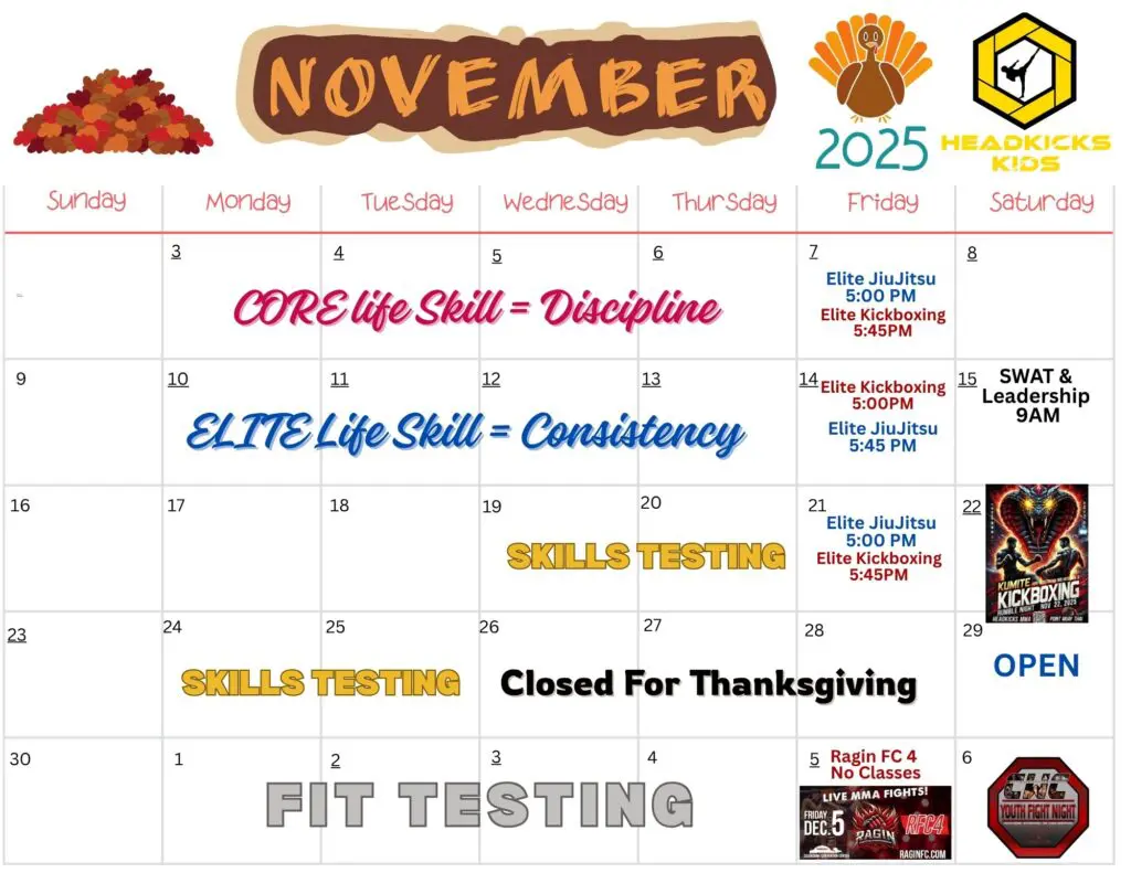 YOUTH CALENDAR | Headkicks MMA & Fitness Club